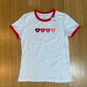 Nike T shirt tee with felt  embroidered and red trim new with tags 90s style